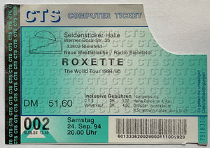 Roxette Original Used Concert Ticket Seidensticker Halle Bielefeld 24th Sep 1994