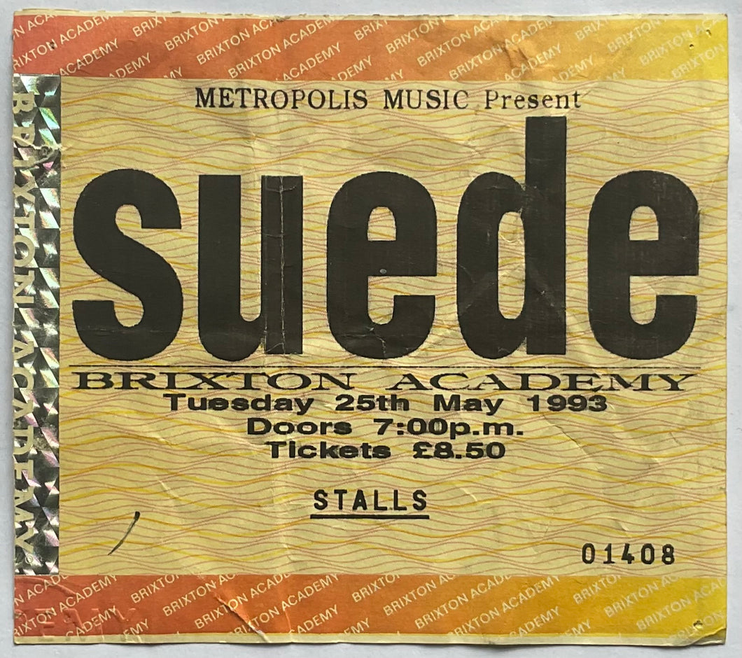 Suede Original Early Used Concert Ticket Brixton Acdemy London 25th May 1993
