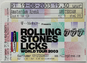 Rolling Stones Original Used Concert Ticket Amsterdam Arena 19th Aug 2003