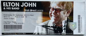 Elton John Original Unused Concert Ticket First Direct Arena Leeds 4th Sep 2013