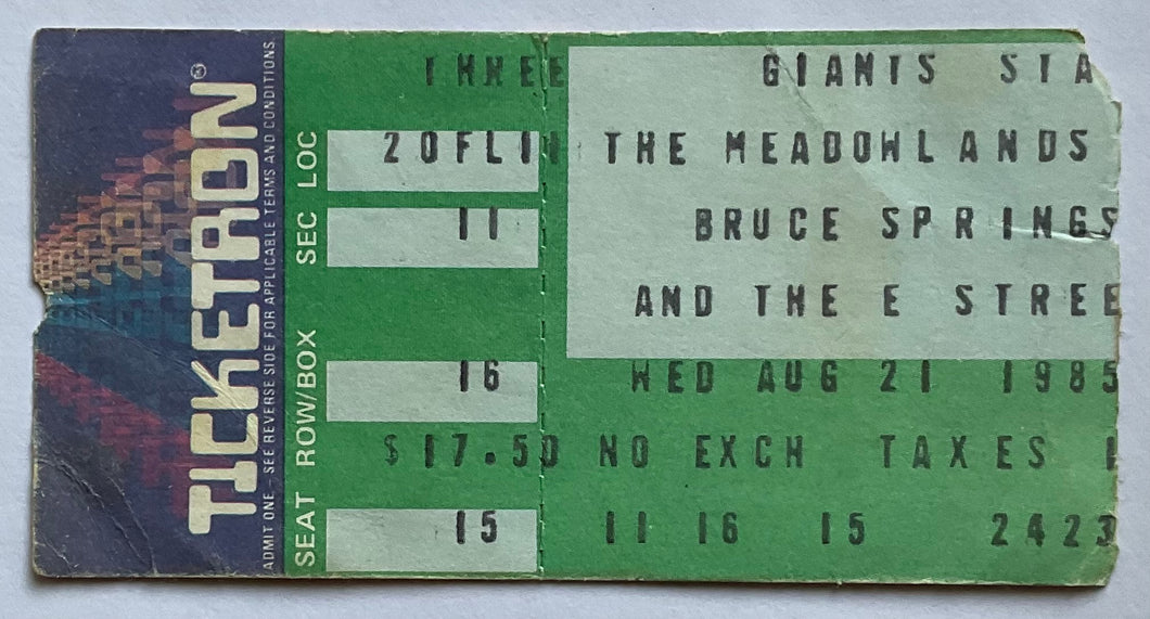 Bruce Springsteen Original Used Concert Ticket Giants Stadium East Rutherford 21st Aug 1985