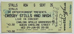 Crosby Stills & Nash Original Used Concert Ticket Apollo Hammersmith London 29th Jun 2005