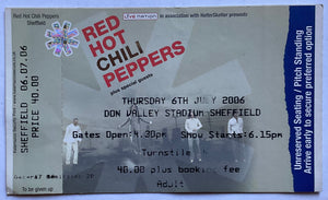Red Hot Chili Peppers Original Unused Concert Ticket Don Valley Stadium Sheffield 6th Jul 2006