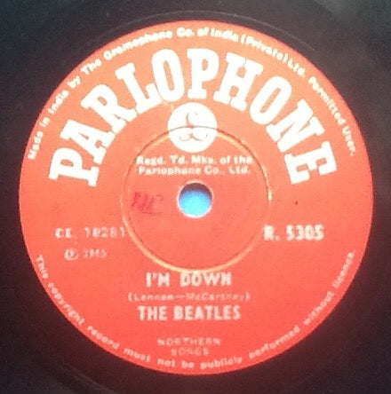 Beatles Help! - I'm Down 2 Track NMint 10" 78rpm Vinyl Single India