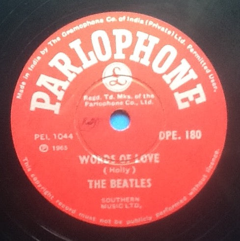 Beatles I'll Follow The Sun - Words of Love 2 Track NMint 10" 78rpm Vinyl Single India