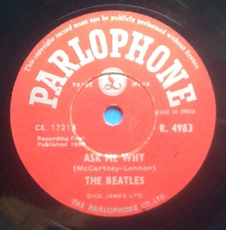 Beatles Please Please Me - Ask Me Why 2 Track NMint 10" 78rpm Vinyl Single India