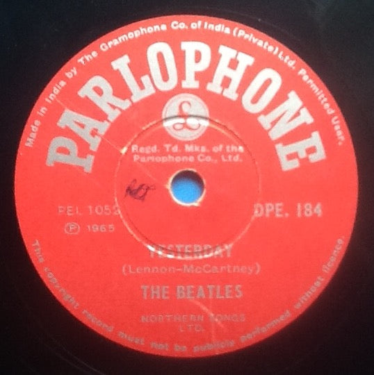 Beatles Yesterday - Act Naturally 2 Track NMint 10" 78rpm Vinyl Single India