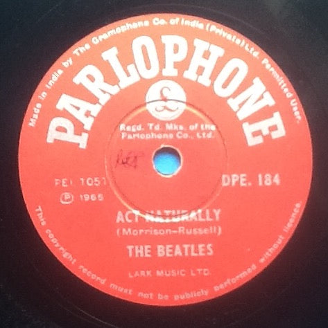 Beatles Yesterday - Act Naturally 2 Track NMint 10" 78rpm Vinyl Single India