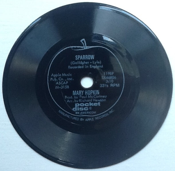 Beatles Mary Hopkin Goodbye Sparrow Rare 4" Americom Pocket Disc Flexi without Cover 1969