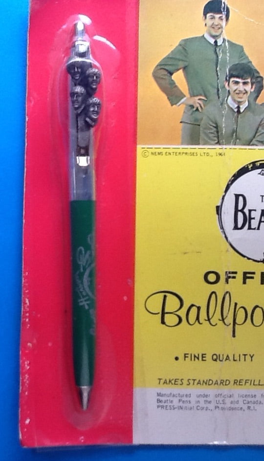 Beatles Official Ballpoint Pen on Original Backing Card