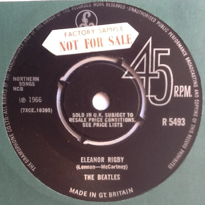 Beatles Eleanor Rigby 7" Factory Sample Promo Demo Vinyl Single UK 1966