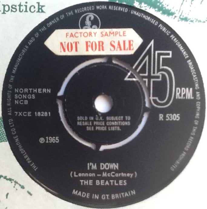 Beatles Help! 2 Track 7" Factory Sample Promo Demo Vinyl Single UK 1965