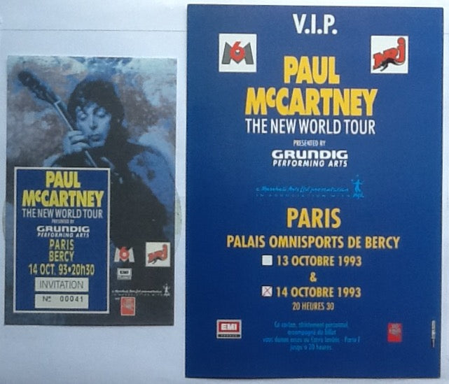 Beatles Paul McCartney Original VIP Invitation VIP Pass and Concert Ticket Paris 14 Oct 1993