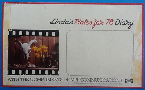 Beatles Paul Linda McCartney MPL Compliments Slip For Linda's Plates For '78 Desk Diary