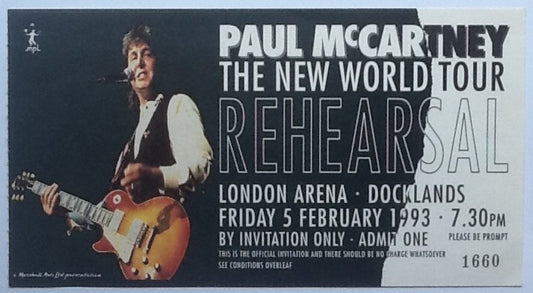 Beatles Paul McCartney Original Used Concert Ticket London Arena Docklands 1993