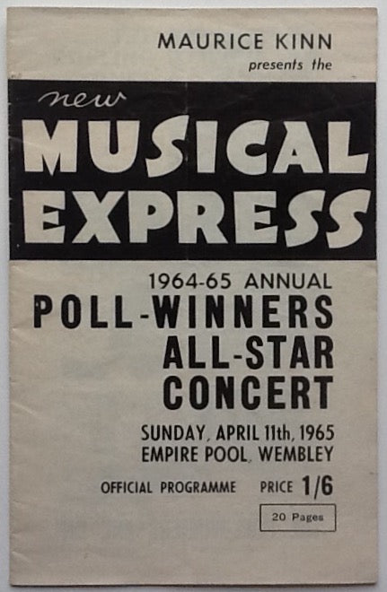 Beatles Rolling Stones Original Concert Programme NME Poll Winners Empire Pool Wembley 1965