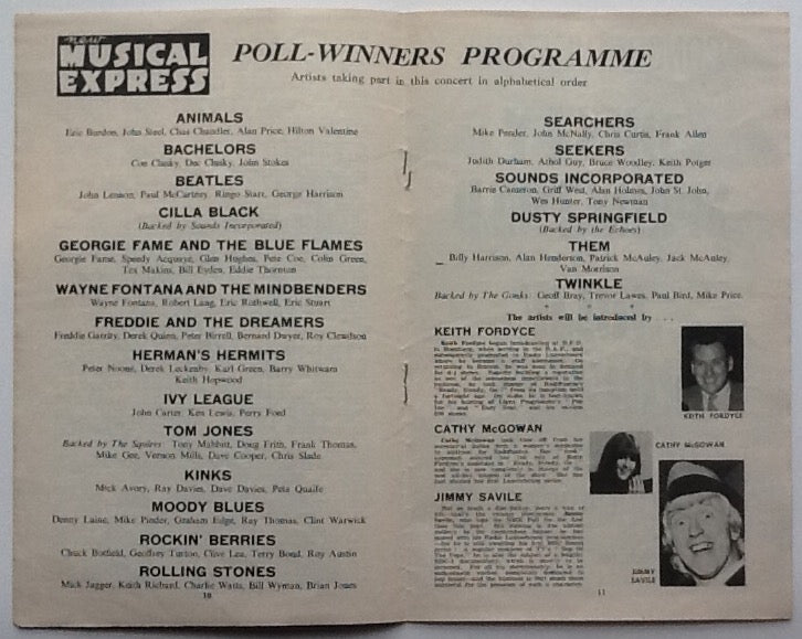 Beatles Rolling Stones Original Concert Programme NME Poll Winners Empire Pool Wembley 1965