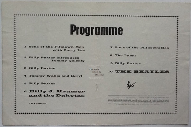 Beatles Original Concert Programme Odeon Theatre Llandudno 1963