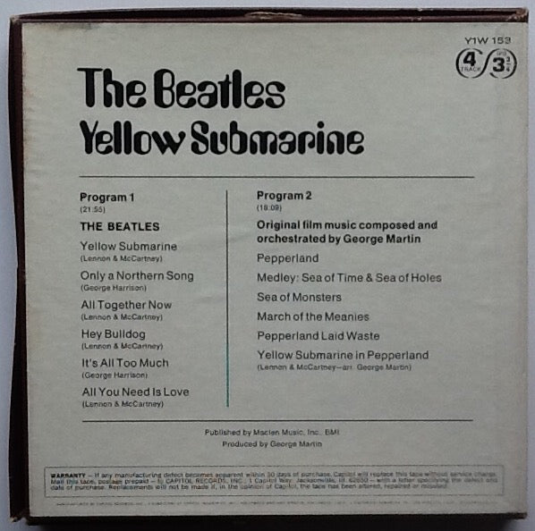 Beatles Yellow Submarine 4 Track Reel To Reel Tape 3 3-4 IPS USA 1969