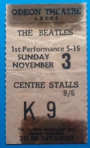 Beatles Concert Ticket Leeds 1963