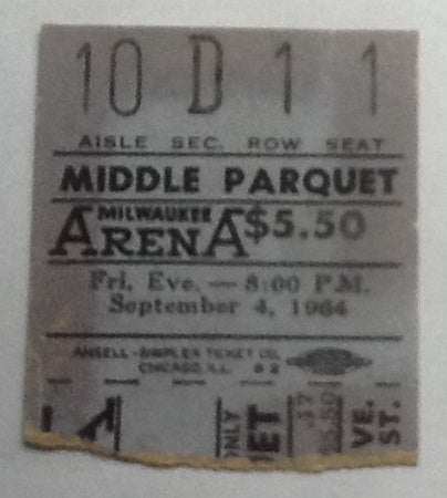 Beatles Concert Ticket Milwaukee 1964