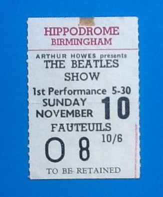 Beatles Original Concert Ticket Birmingham 1963