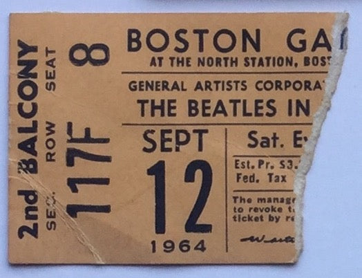 Beatles Original Used Concert Ticket Boston Gardens 1964