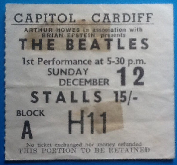 Beatles Concert Ticket Cardiff 1965