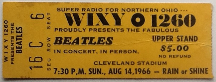 Beatles Original Concert Ticket Cleveland Stadium 1966