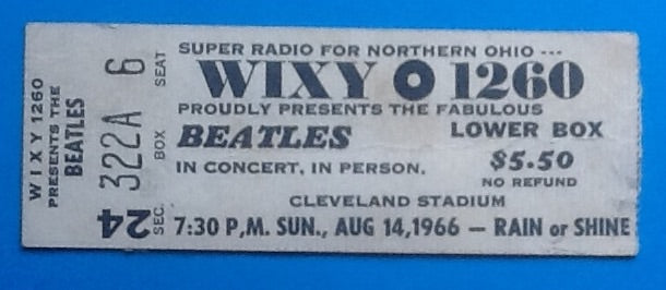 Beatles Original Concert Ticket Cleveland 1966