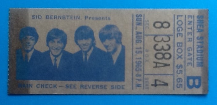 Beatles Orignal Used Concert Ticket New York 1965