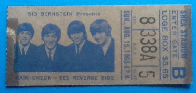 Beatles Concert Ticket New York 1965