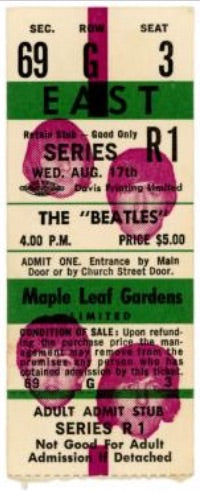 Beatles Original Unused Concert Ticket Toronto 1966