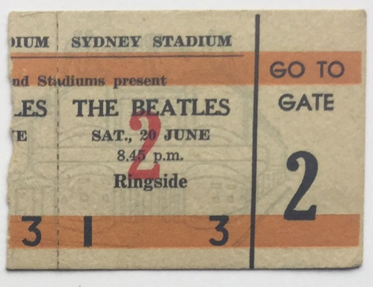 Beatles Original Used Concert Ticket Sydney Stadium 1964