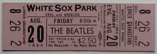 Beatles Original NMint Unused Concert Ticket White Sox Park Chicago 1965