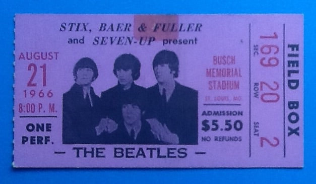 Beatles Original Used Concert Ticket St. Louis 1966