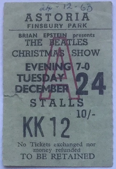 Beatles Original Used Concert Ticket Astoria Finsbury Park London 1963