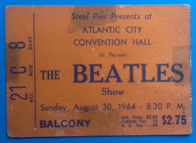 Beatles Original Used Concert ticket Atlantic City 1964