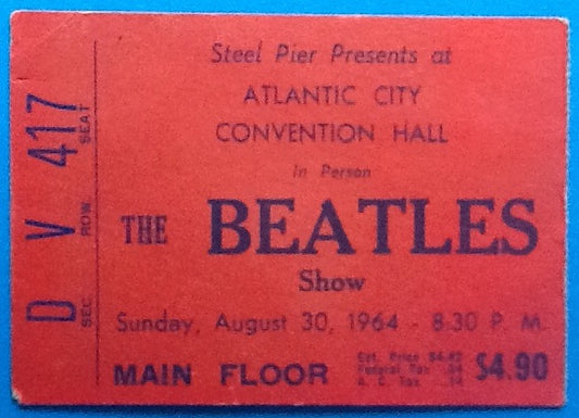 Beatles Original Used Concert Ticket Atlantic City 1964