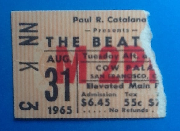 Beatles Original Used Concert Ticket San Francisco 1965