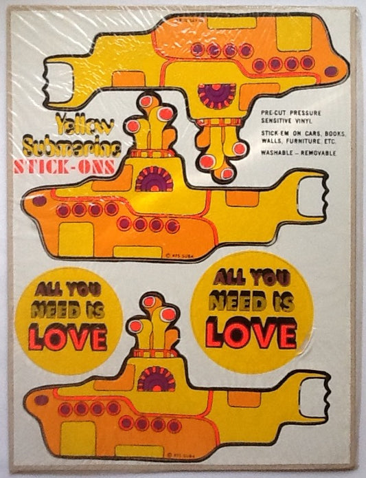 Beatles Yellow Submarine Still Sealed Pop Stickles Stick-Ons by DAL 1968