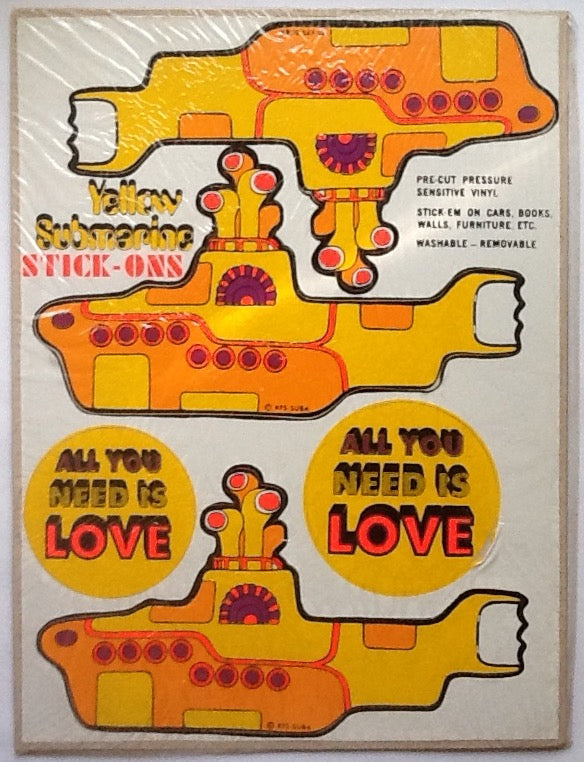 Beatles Yellow Submarine Still Sealed Pop Stickles Stick-Ons by DAL 1968