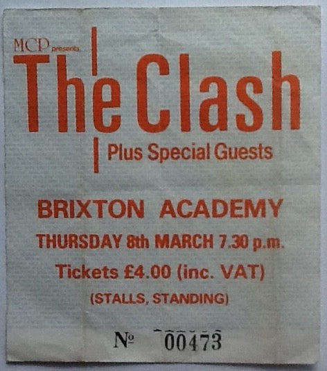 Clash Original Used Concert Ticket Brixton Academy London 8th March 1984