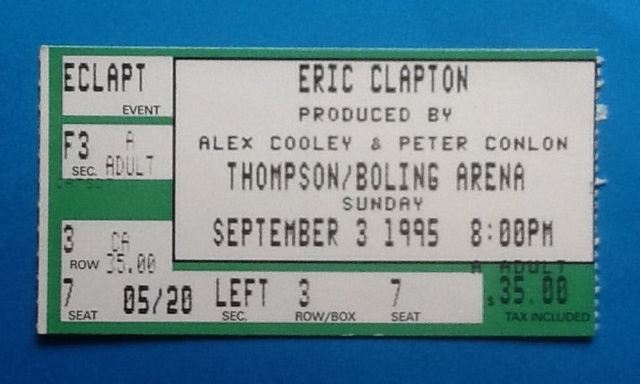 Eric Clapton Used Concert Ticket Knoxville 1995