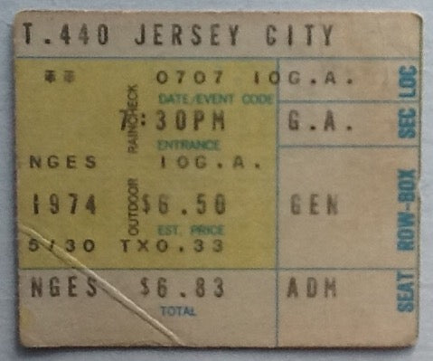 Eric Clapton Original Used Concert Ticket Roosevelt Stadium Jersey City 7th Jul 1974