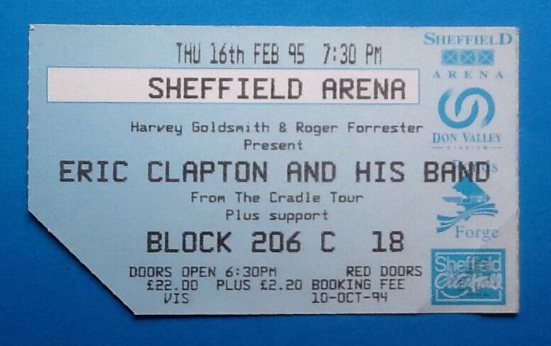 Eric Clapton Original Used Concert Ticket Sheffield 1995
