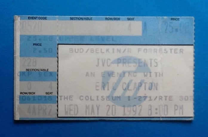 Eric Clapton Used Concert Ticket Cleveland 1992