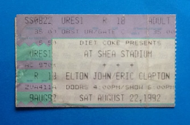 Elton John Eric Clapton Used Concert Ticket New York 1992