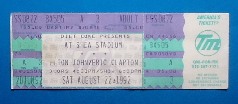 Eric Clapton Original Unused Concert Ticket New York 1992