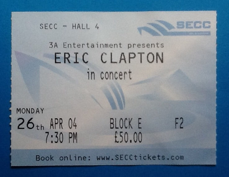 Eric Clapton Original Used Concert Ticket Glasgow 2004